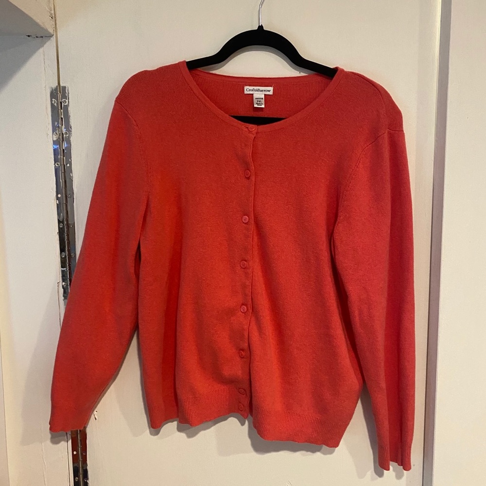 Croft & Barrow Petite Coral Button Down Cardigan